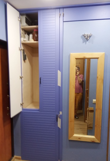 Шкаф сантехнический  с антресолями "Синяя шагрень"