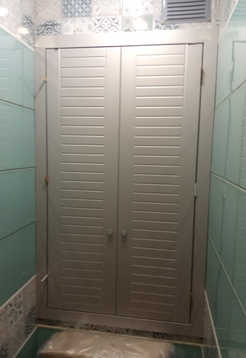 шкаф сантехнический в туалет МДФ ПВХ Риф стальной